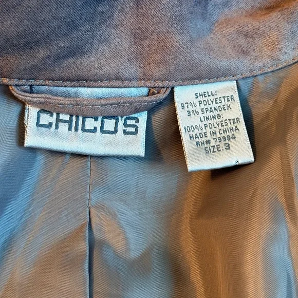 Chico's Moto Style Lined Jacket Brown Faux Suede with Metallic Shine (Size 3) - Picture 5 of 6